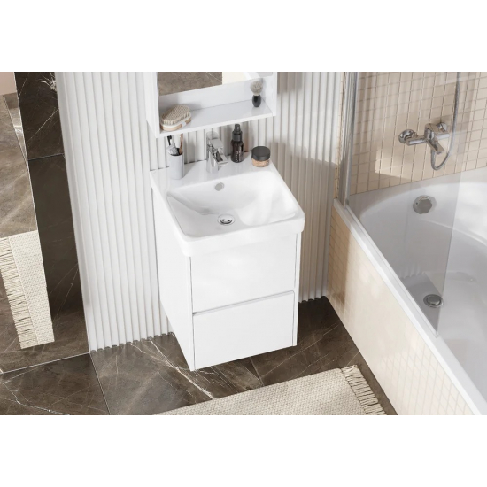 Тумба с раковиной АКВАТОН Сканди 45 белый глянец, белый матовый