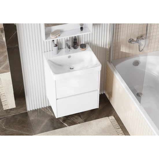 Тумба с раковиной АКВАТОН Сканди 55 белый глянец, белый матовый