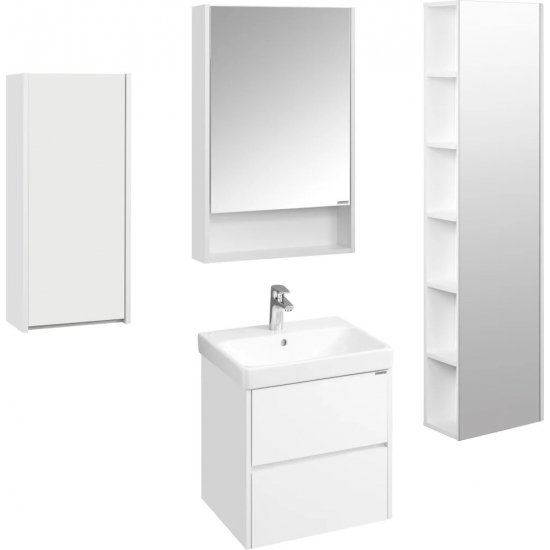 Тумба с раковиной АКВАТОН Сканди 55 белый глянец, белый матовый