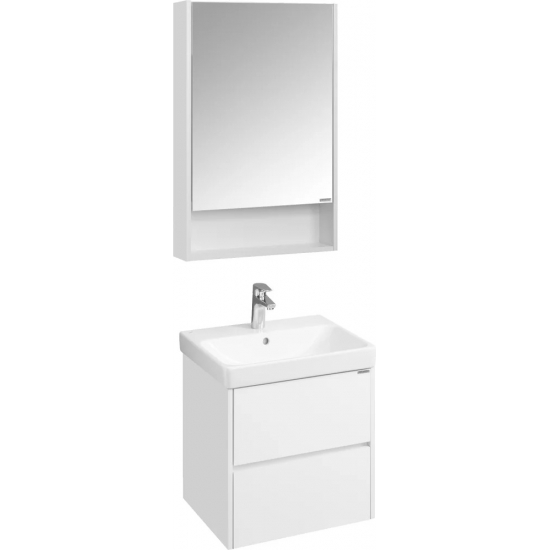 Тумба с раковиной АКВАТОН Сканди 55 белый глянец, белый матовый