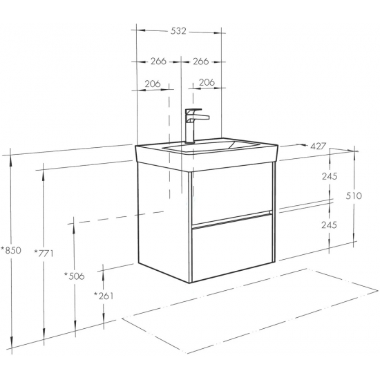 Тумба с раковиной АКВАТОН Сканди 55 дуб рустикальный