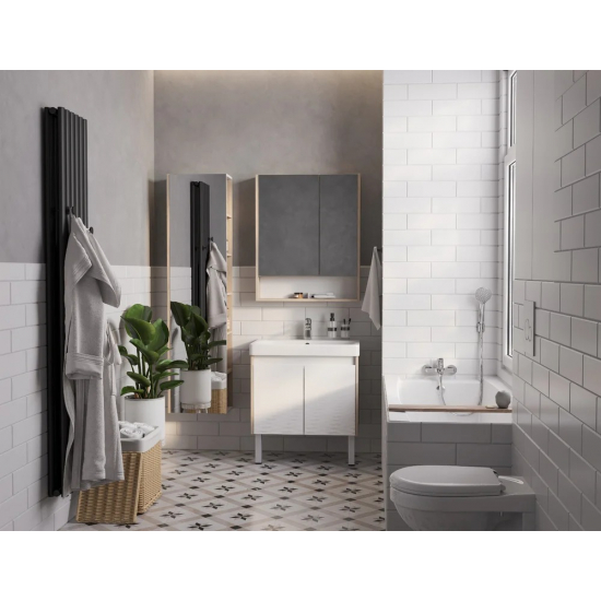 Тумба с раковиной АКВАТОН Сканди 70 белая глянцевая, дуб верона