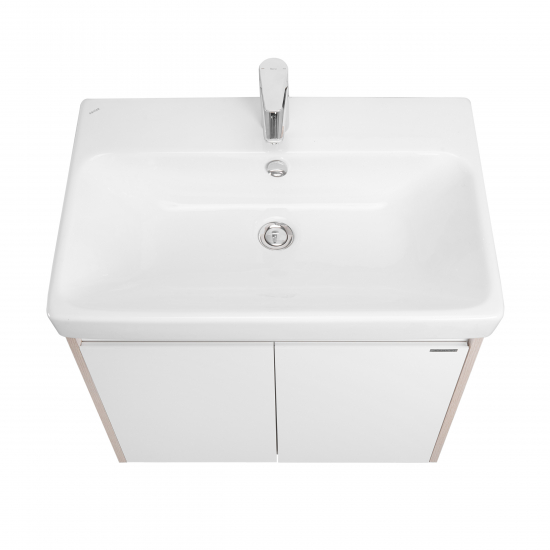 Тумба с раковиной АКВАТОН Сканди 70 белая глянцевая, дуб верона