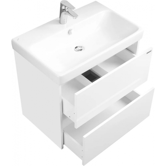 Тумба с раковиной АКВАТОН Сканди 70 белый глянец, белый матовый