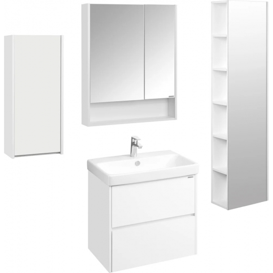 Тумба с раковиной АКВАТОН Сканди 70 белый глянец, белый матовый