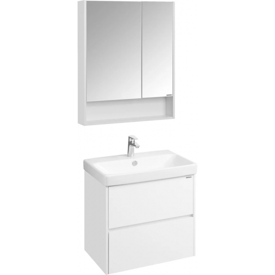 Тумба с раковиной АКВАТОН Сканди 70 белый глянец, белый матовый