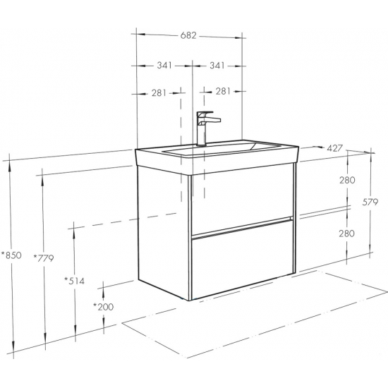 Тумба с раковиной АКВАТОН Сканди 70 дуб верона