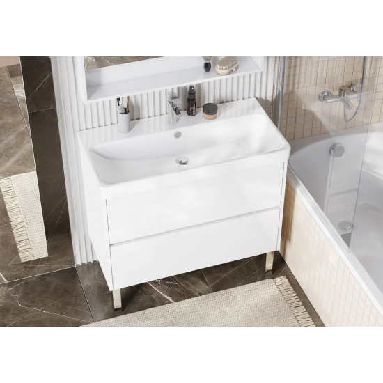 Тумба с раковиной АКВАТОН Сканди 90 белый глянец, белый матовый