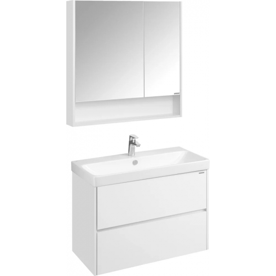 Тумба с раковиной АКВАТОН Сканди 90 белый глянец, белый матовый