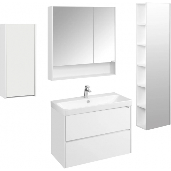 Тумба с раковиной АКВАТОН Сканди 90 белый глянец, белый матовый