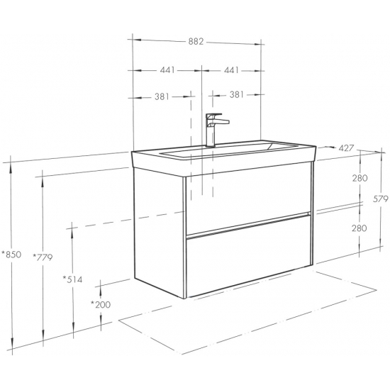 Тумба с раковиной АКВАТОН Сканди 90 дуб верона