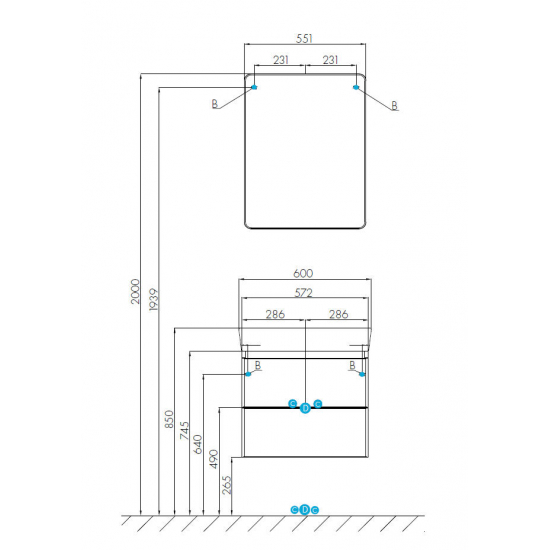 Тумба с раковиной АКВАТОН Скай PRO 60