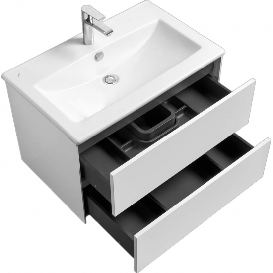 Тумба с раковиной АКВАТОН Сохо 75 подвесная, белая глянцевая