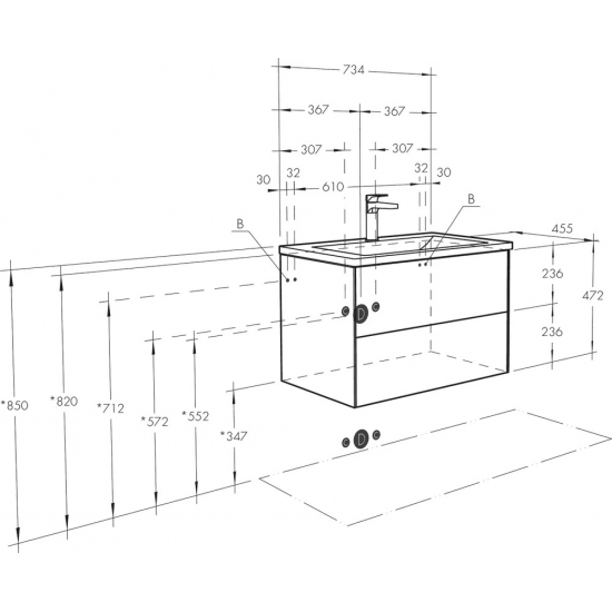 Тумба с раковиной АКВАТОН Сохо 75 подвесная, белая глянцевая