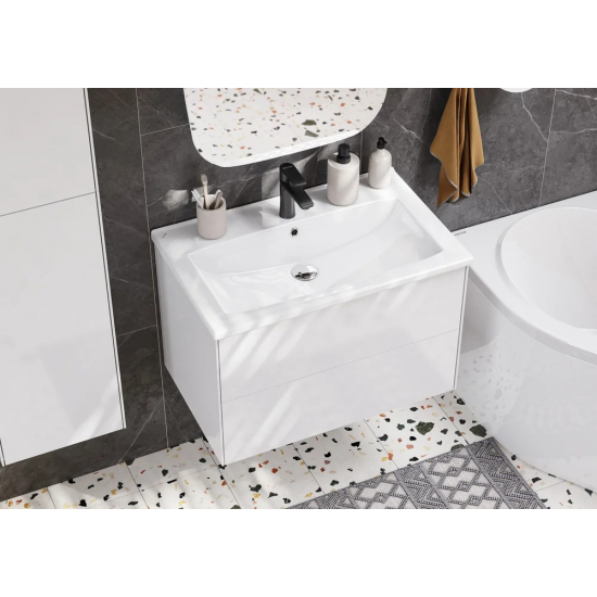 Тумба с раковиной АКВАТОН Сохо 75 подвесная, белая глянцевая