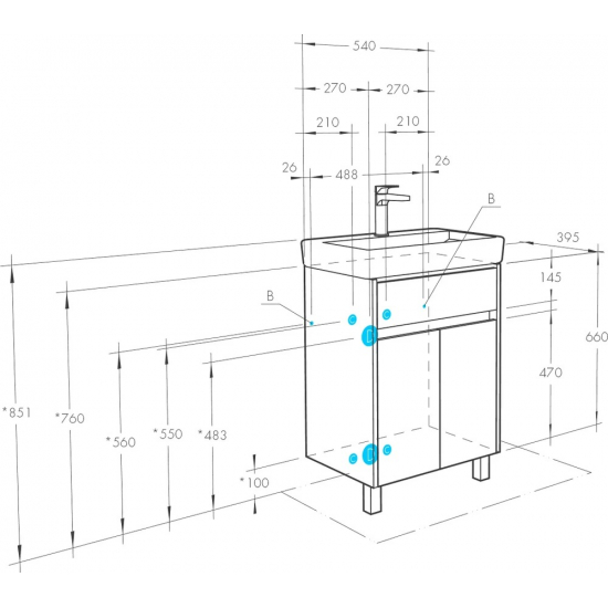 Тумба с раковиной АКВАТОН Верди PRO 60 Н ясень фабрик
