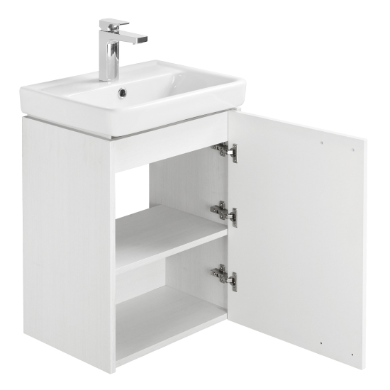 Тумба с раковиной АКВАТОН Йорк 50 М белый/выбеленное дерево