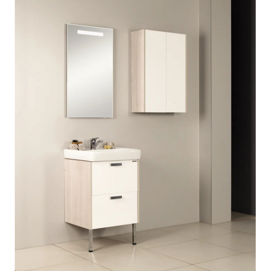 Тумба с раковиной АКВАТОН Йорк 55 белый/ясень фабрик