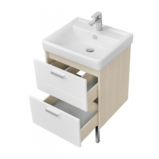 Тумба с раковиной АКВАТОН Йорк 55 белый/ясень фабрик