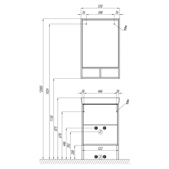 Тумба с раковиной АКВАТОН Йорк 55 белый/ясень фабрик