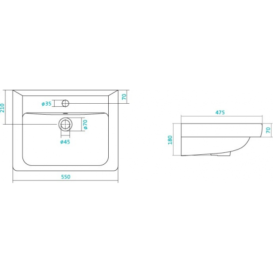 Тумба с раковиной АКВАТОН Йорк 55 белый/ясень фабрик