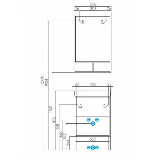 Тумба с раковиной АКВАТОН Йорк 55 белый/ясень фабрик