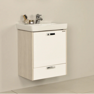 Тумба с раковиной АКВАТОН Йорк 55 М белый/ясень фабрик