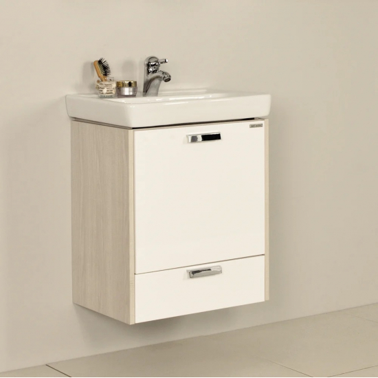 Тумба с раковиной АКВАТОН Йорк 55 М белый/ясень фабрик
