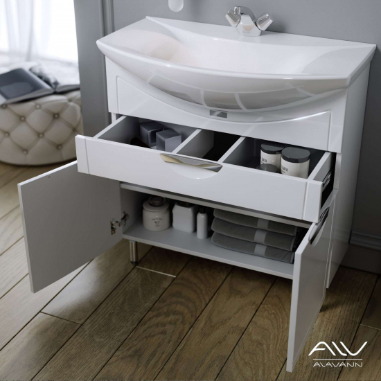 Тумба с раковиной ALAVANN Monako 80 напольная, раковина Балтика 80
