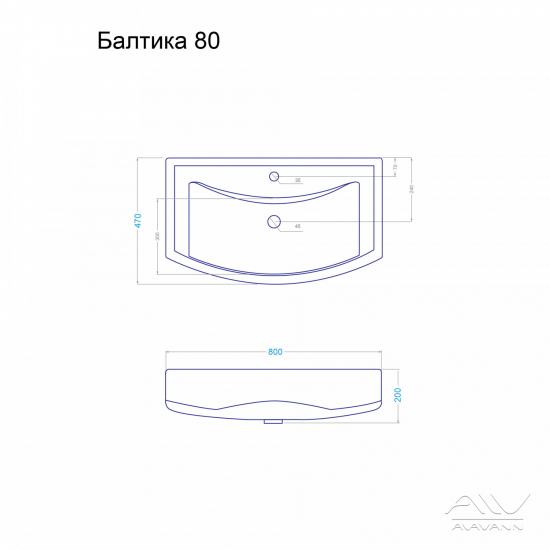 Тумба с раковиной ALAVANN Monako 80 напольная, раковина Балтика 80