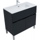 Тумба с раковиной AQUANET Алвита 90 напольная, антрацит, с дверками и ящиком