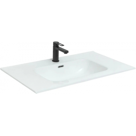 Тумба с раковиной AQUANET Алвита New 100 подвесная, 2 ящика, дуб веллингтон белый