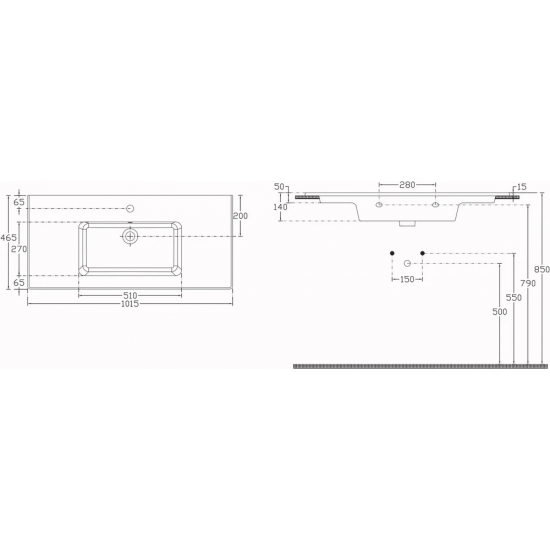 Тумба с раковиной AQUANET Алвита New 100 подвесная, 2 ящика, дуб веллингтон белый