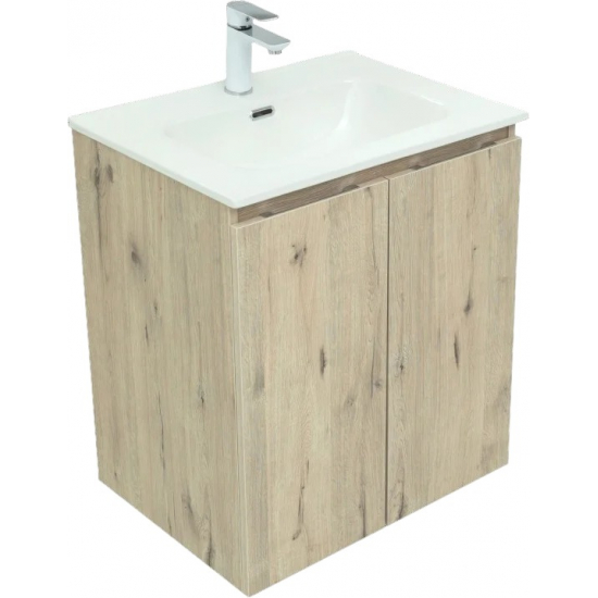 Тумба с раковиной AQUANET Алвита New 60 подвесная, 2 дверцы, дуб веллингтон белый