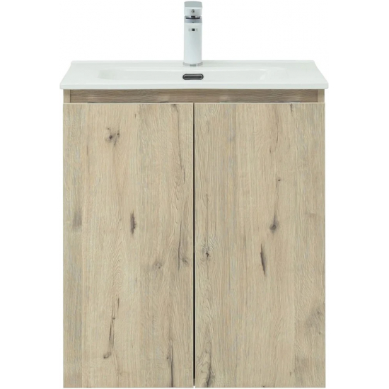 Тумба с раковиной AQUANET Алвита New 60 подвесная, 2 дверцы, дуб веллингтон белый