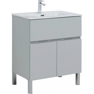 Тумба с раковиной AQUANET Алвита New 70 напольная, 1 ящик, 2 дверцы, серая матовая