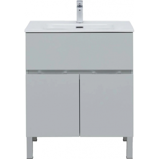 Тумба с раковиной AQUANET Алвита New 70 напольная, 1 ящик, 2 дверцы, серая матовая