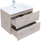 Тумба с раковиной AQUANET Алвита New 70 подвесная, 2 ящика, дуб веллингтон белый