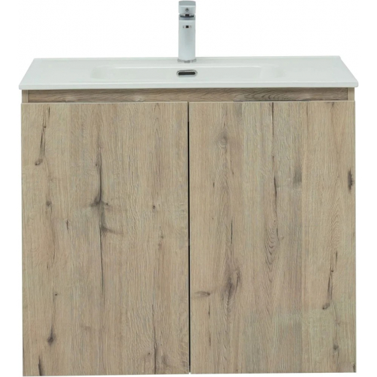 Тумба с раковиной AQUANET Алвита New 80 подвесная, 2 дверцы, дуб веллингтон белый
