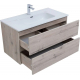 Тумба с раковиной AQUANET Алвита New 90 подвесная, дуб веллингтон белый, 2 ящика