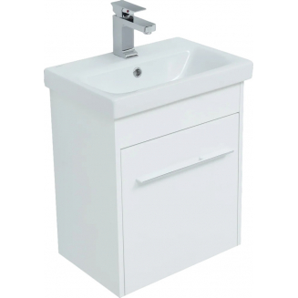 Тумба с раковиной AQUANET Августа Moduo Slim 50 подвесная белая, ручка хром