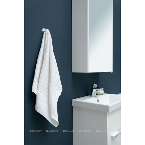Тумба с раковиной AQUANET Августа Moduo Slim 50 подвесная белая, ручка хром