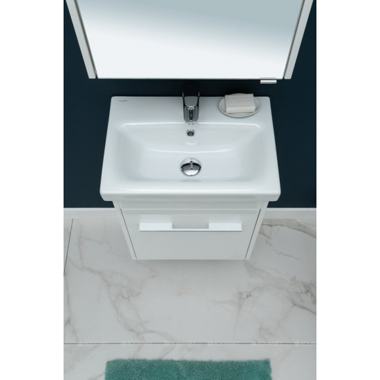 Тумба с раковиной AQUANET Августа Moduo Slim 50 подвесная белая, ручка хром