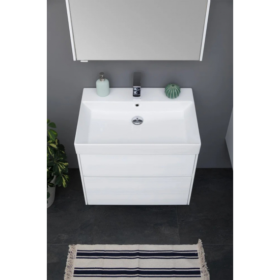 Тумба с раковиной AQUANET Бруклин 70 подвесная, белая