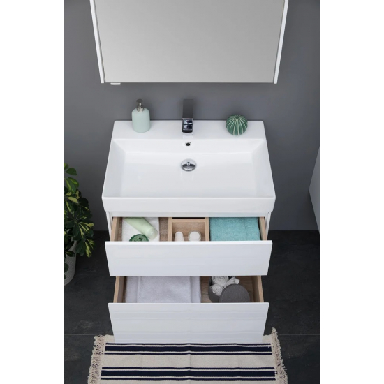 Тумба с раковиной AQUANET Бруклин 70 подвесная, белая