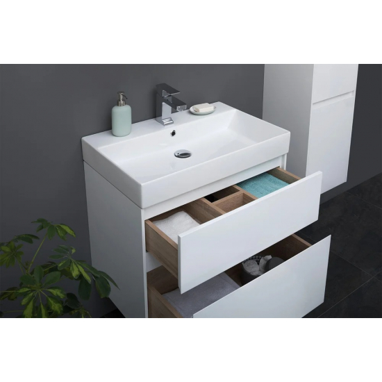 Тумба с раковиной AQUANET Бруклин 70 подвесная, белая