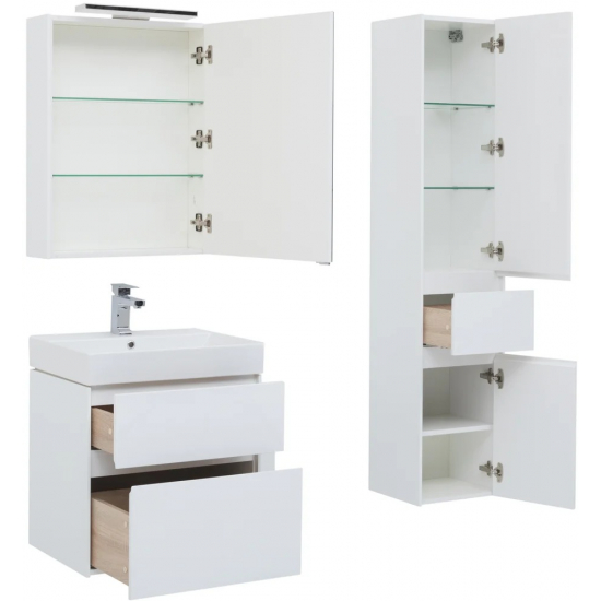 Тумба с раковиной AQUANET Бруклин 70 подвесная, белая