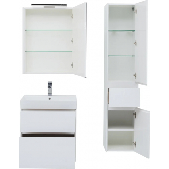 Тумба с раковиной AQUANET Бруклин 70 подвесная, белая