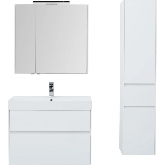 Тумба с раковиной AQUANET Бруклин 85 подвесная, белая