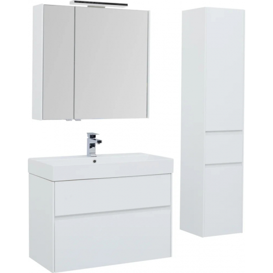 Тумба с раковиной AQUANET Бруклин 85 подвесная, белая